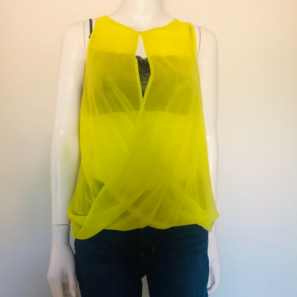 Fashion Zara S Open Front And Back Top Yellow Neón